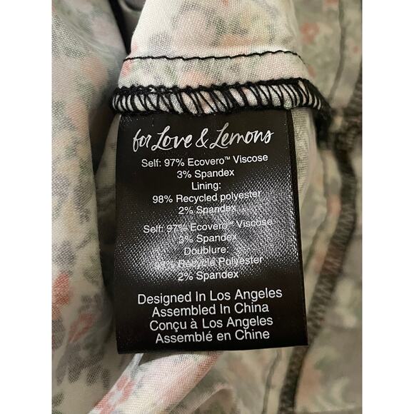 For Love & Lemons Hudson Mini Dress Black Floral Size Medium NWT Stretchy Back - Picture 15 of 15